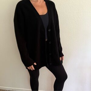 NWT Quince Black Cashmere Oversized Boyfriend Cardigan Sweater